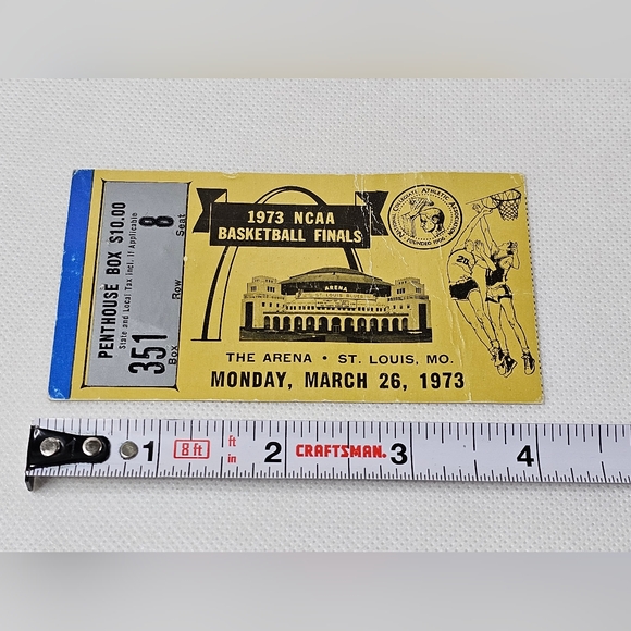 1973 NCAA Basketball Finals Ticket Stub UCLA Bruins vs Memphis State Bill Walton - Picture 5 of 5